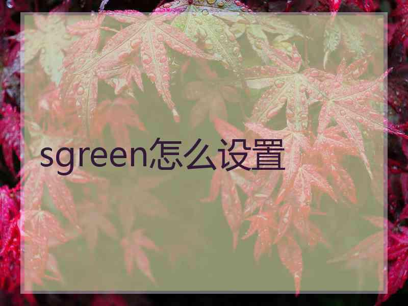 sgreen怎么设置